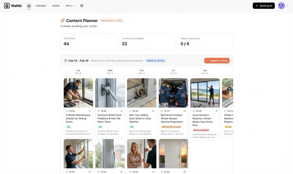 AI-generated posts with images and captions